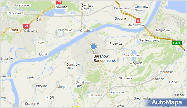 mapa Baranów Sandomierski, Baranów Sandomierski na mapie Targeo